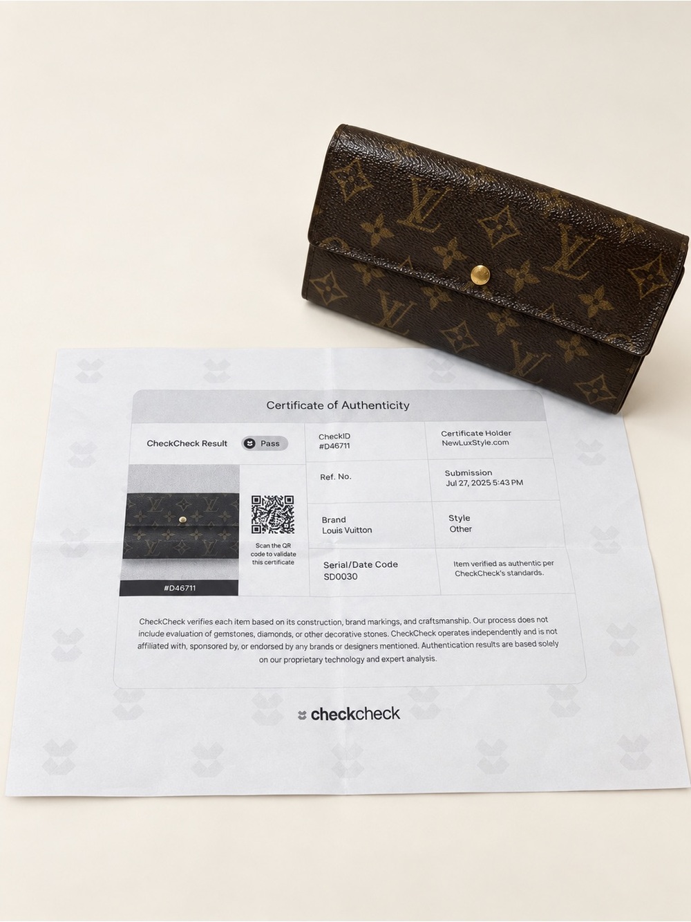 Louis Vuitton Brown Monogram Canvas Trifold Wallet authentic
